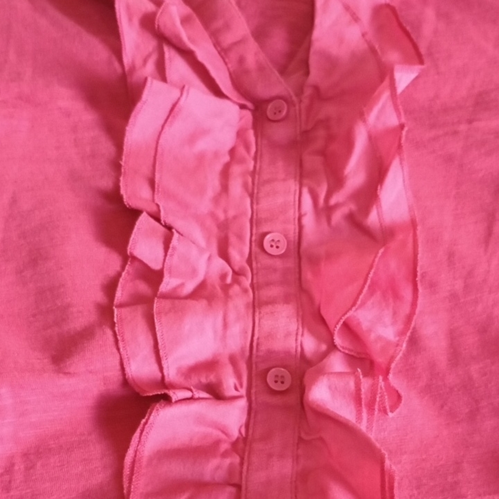LOFT Fuchsia Ruffle Top - Picture 4 of 12